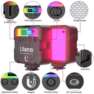ULANZI RGB Video Lights LED Camera Light 360° Full Color Portable Photography Lighting 3 Cold Shoe 2000mAh Rechargeable