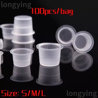 100PCS S/M/L Disposable Plastic Microblading Tattoo Ink Cups Permanent Makeup Clear Pigment Cap Holder Container Tattoo