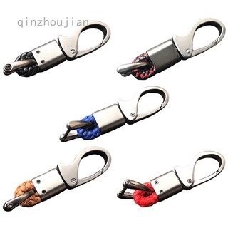 Qinzhoujian Handmade Leather Car Key Chain for Men 360 Degree Rotating Stainless Steel Horseshoe Buckle Key Rings Holder Gifts