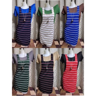 Jumper Dress with free inner shirt/2in1 Stripes/OOTD Dress jumper