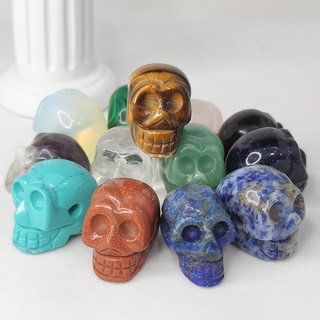 1PCS Natural Crystal Skull Pink Crystal Carved Semi-precious Stones Creative Ornaments Crafts Home Decoration Ghost Head (9)