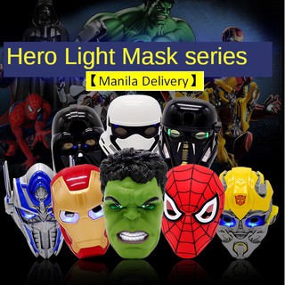 Avengers Hero Cosplay Captain America Iron Man Hulk Masks Halloween Party Supplies Glowing LED Mask