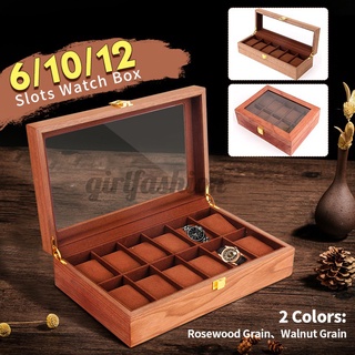 6/10/12 Slots Vintage Wooden Watch Box Display Organizer Jewelry Storage Case NEW