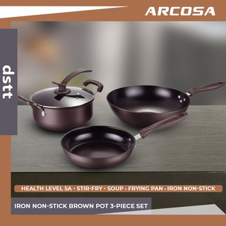 Arcosa DSTT Iron Non-Stick Brown Pot 3 Piece Set