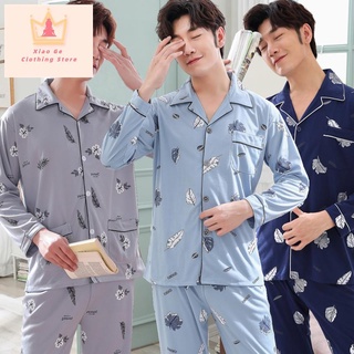 Sleepwear Terno for Men Male Cotton Long Sleeve Cardigan Pajamas Set for Men Husband Father's Day Gift Pyjamas