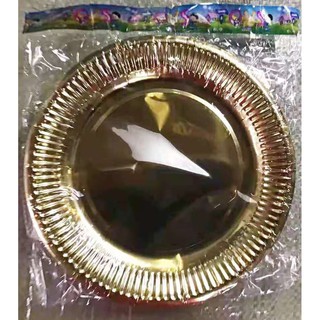 10pcs Paper plate round gold/silver happy birthday wedding anniversary decorations party