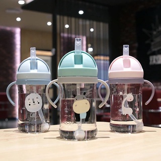 250ml Portable Cartoon Water Bottle/ Baby Feeding cup with straw/ Kids water Containers with Handle for Learning to Drink/ Children Drinking Supplies