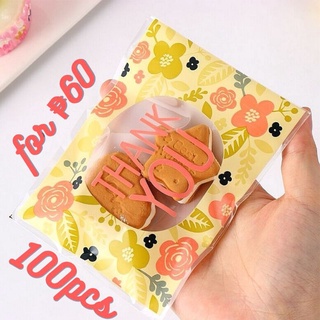 FP1188 (100 PCS) 10X13 CM THANK YOU Rose Flower Candy Cookie Plastic Pastry Bag Food Packaging P
