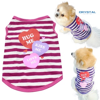 COD Pet Puppy Dog Summer T-Shirt Small Cat Clothes Stripes Heart Vest Apparel XS-L