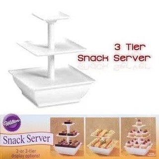 S.S 3Tier Layer Snack Server Square Cake stand WITH BOX