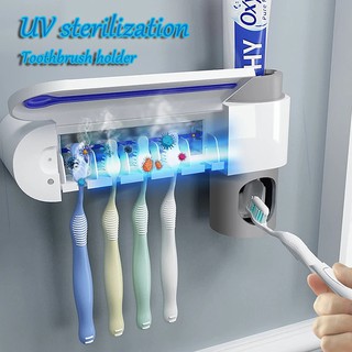 UV Light Sterilizer Toothbrush Holder Cleaner Automatic Toothpaste Dispenser Germicidal lamp