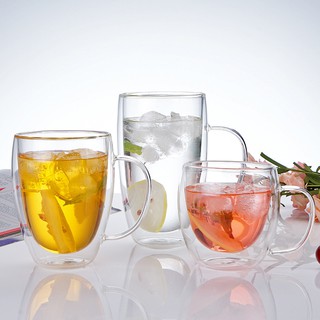 Double Wall Mug Heat-Resistant Glass Water Cup Hot&Cold Beverages Coffee Tea Home & Office