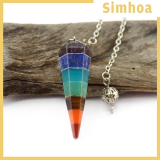 [SIMHOA] Rainbow Natural Stone Crystal Point Pendulum Dowsing Chakra Scrying Dowser