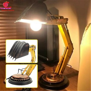 [b] Desk Lamp Vintage Iron Excavator Model LED Night Stand Lamp Bedside Bedroom Table Decor Retro Table Light