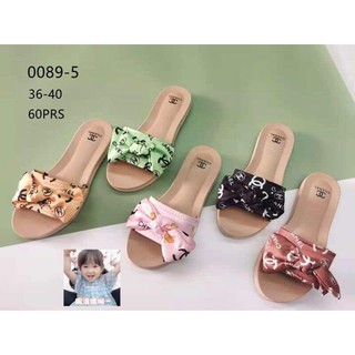 !!ADD 1 Size!! Ladies Chanel Ribbon Flat Rubber Sandals