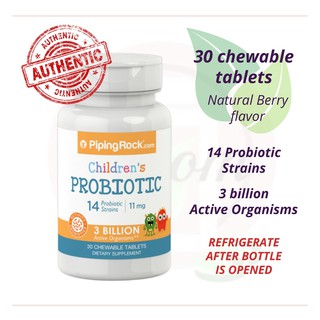 Piping Rock: Children's Probiotic 14 Strains 3B Organisms - 30 Chewable Tablets (Natural Berry)