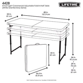 4ft Folding Half Table with Foldable Steel Legs (122*61*74cm)