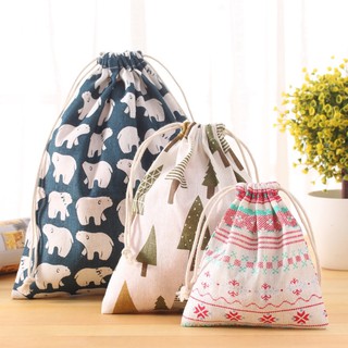 Travel storage bag drawstring pocket drawstring duffel bag cotton linen cloth art home storage