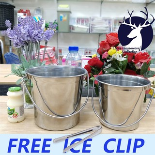 HEAVY DUTY STAINLESS STEEL ICE BUCKET W/ FREE ICE TONG / WINE BEER COOLER / CHAMPAGNE COOLER BUCKET#
