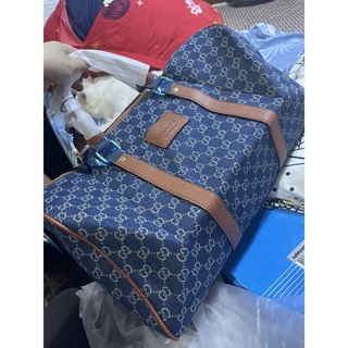 Gucci Denim Blue and Brown Travel Bag Top Grade Quality