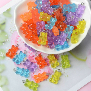 50Pcs 21mm*11mm Bear Charms Resin Cabochons Glitter Gummy Candy Necklace Keychain Pendant DIY Making Accessories (1)