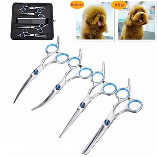 6pcs Set Pet Shearing Scissors blue pet grooming scissor set