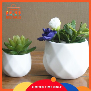 LP Vase Flower Pot White Ceramic Multi-Faceted Spherical