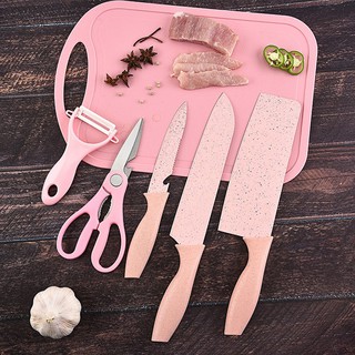 7Pcs Wheat Straw Kitchen Knife Set w/ Free Chopping Board (4)