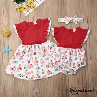 ➤♕❀❤Christmas Clothing Newborn Kids Baby Girls Sleeveless Romper Dress Xmas Outfits