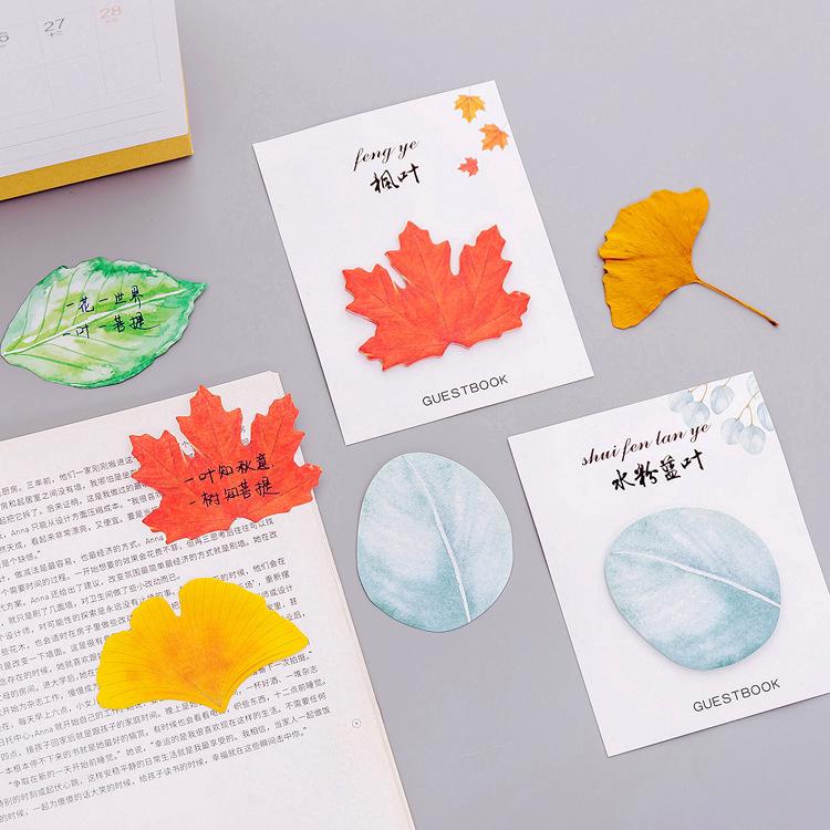 28 Pages Cute Leaves Sticker Bookmark Sticky Note Memo Paper