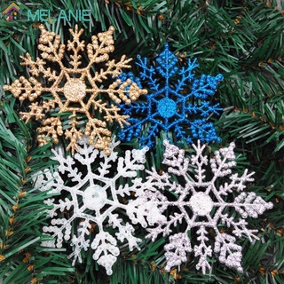 12 Pcs Christmas Glitter Snowflake Crafts Ornaments Christmas Decorative Hanging Ornaments / Christmas Tree Decorative Pendant Accessories