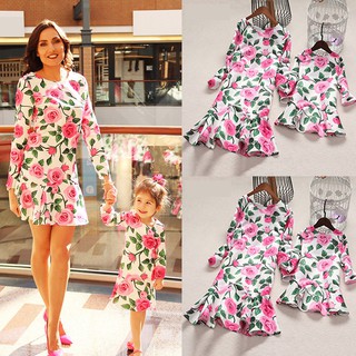 Summer Family Dress Mom&Daughter Floral Women Kids Girl Party Dresses Sundress family clothing Outfits