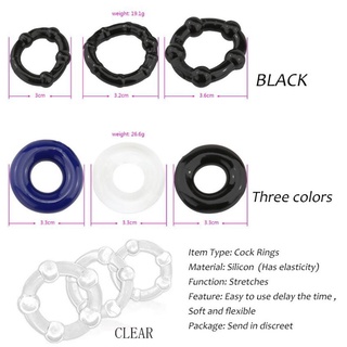 3pcs beaded cock ring stay hard delay p*nes ring male silicon ring
