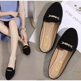 Korea fashion Loafer Mules Flat Shoes Half Shoes #823-485