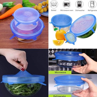 Cling Wrap▽✶Food silicone cover [6PCS PER Pack], Silicone Stretch Lids Bowl Covers for Fresh Food &
