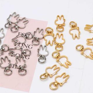 10Pcs Cute Rabbit Keychain Metal Swivel Lobster Clasp Snap Hook Jewelry Findings (1)