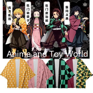 Anime Outerwear Demon Slayer: Kimetsu no Yaiba Tanjiro,Nezuko,Zenitsu,Giyu Cosplay Loose Haori Coat