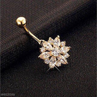 Flower Gem Crystal Rhinestone Body Piercing Jewelry Belly Button Navel Ring Gift (1)