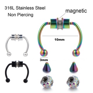 1Pcs Hip-hop Girl Reusable Magnetic Horseshoe Nose Rings Fake Piercing Clip Unisex Hoop Jewelry (8)