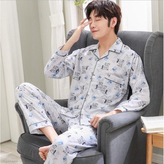 ✷✆Men Pajama Sets Long Sleeve Plaid Cardigan Cotton Pajamas Casual Sleepwear Pyjamas Male Pajama Sui