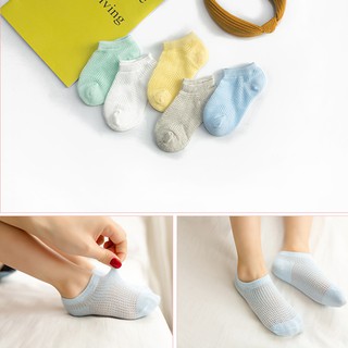 5 Pair Summer Toddler Solid Color Socks Kids Baby Cotton Breathable Mesh Socks Anti Slip