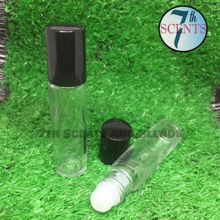 50 PCS of 10ml Thick Clear Glass Roller Bottle/Plastic baller/ White and Black Cap (2)