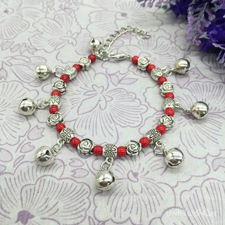 【 Local delivery】Small fresh bohemian ethnic style retro tibetan silver bracelet female bell anklet