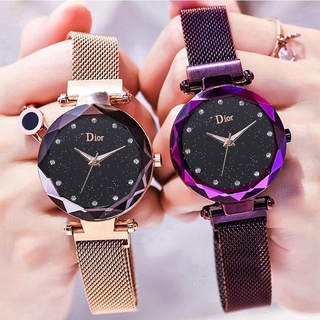 Fashion Women Starry Sky Watch Mesh Strap Magnet Buckle Analog Watches