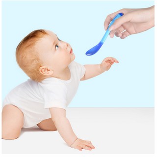 Baby temperature-sensing spoon Baby soft-head soup spoon feeding medicine spoon temperature-sensing
