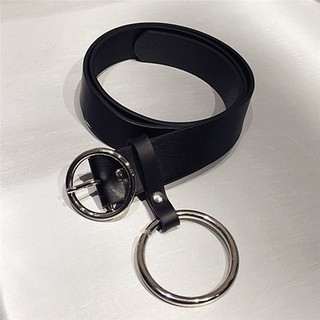 Retro Fashion Women Waist Belt Large Gold Metal Ring Fringe Pu Leather Belt Hoop (1)