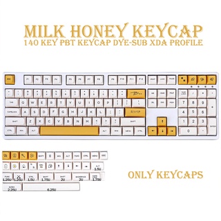 140 Key PBT Keycap DYE-SUB XDA Profile Personalized Minimalist White Honey Milk English Keycap For Mechanical Keyboard