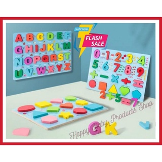 3D Wooden Puzzle Board Game Letters Numbers Shape / Educational toys