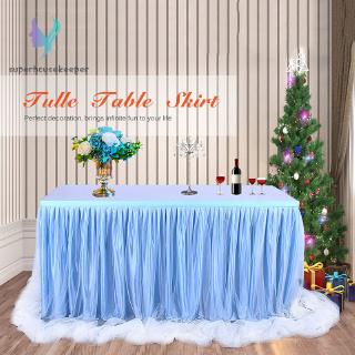 Ready stock Handmade Tulle Table Skirt Tableware Cloth for Party Wedding Banquet Home Decoration Wedding Romantic Table Skirting