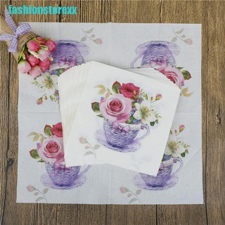 【FAS】20pcs flower paper napkins food festive party tissue napkins decoupage decor